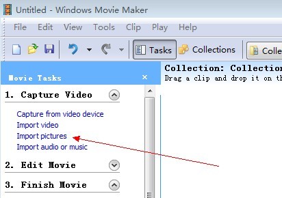 windows movie maker import pictures